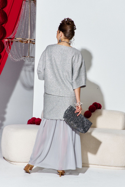 Блуза, юбка Vittoria Queen 27573/1 серебристо-серый - фото 5