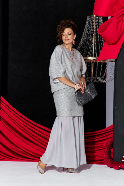 Блуза, юбка Vittoria Queen 27573/1 серебристо-серый - фото 3