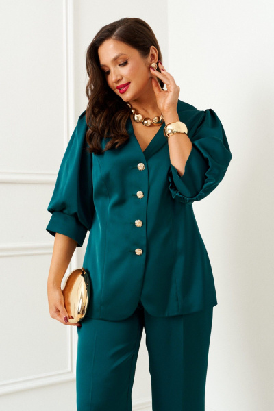 Брюки, жакет Beautiful&Free 6382 изумруд - фото 5