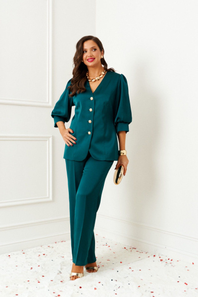 Брюки, жакет Beautiful&Free 6382 изумруд - фото 3