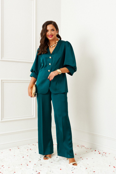 Брюки, жакет Beautiful&Free 6382 изумруд - фото 1
