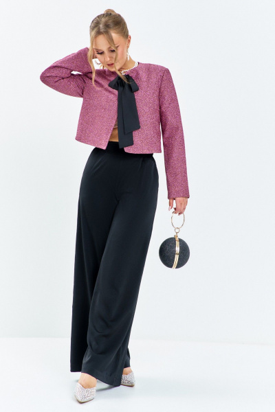 Брюки, жакет Euromoda 664 розовый/черный - фото 1