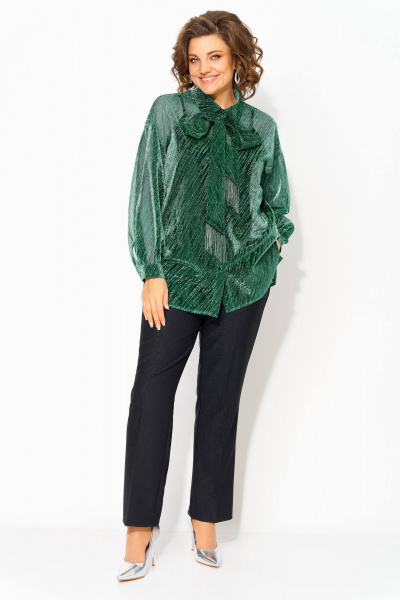 Блуза, брюки Liliana 1496БрПн изумруд+черный - фото 1