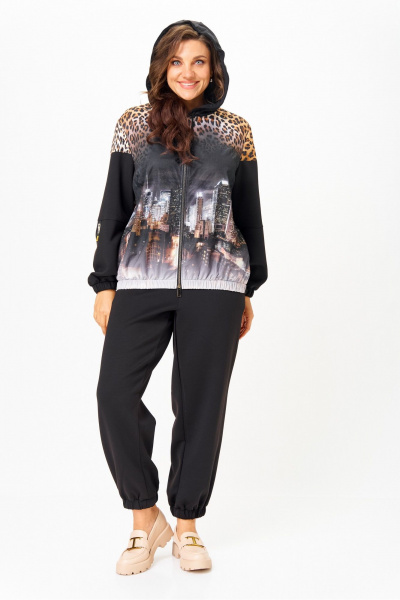 Брюки, куртка Solomeya Lux 946/449 черный+леопардовый_принт - фото 9