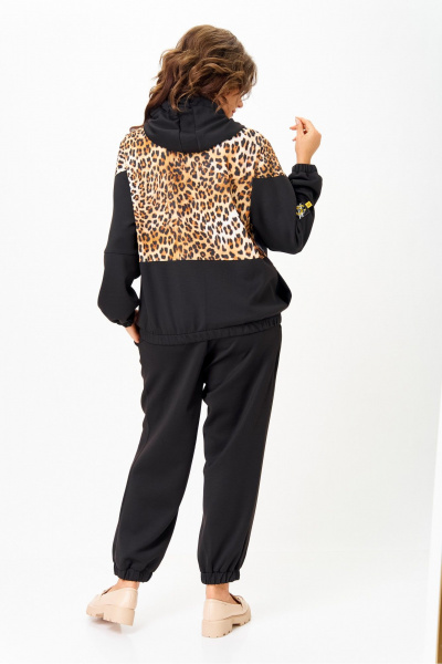 Брюки, куртка Solomeya Lux 946/449 черный+леопардовый_принт - фото 8