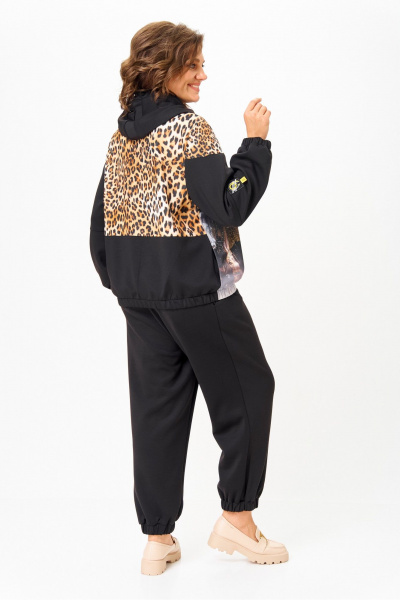 Брюки, куртка Solomeya Lux 946/449 черный+леопардовый_принт - фото 7