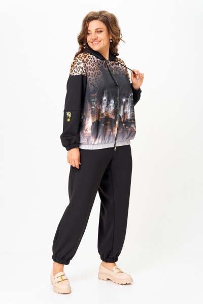 Брюки, куртка Solomeya Lux 946/449 черный+леопардовый_принт - фото 6