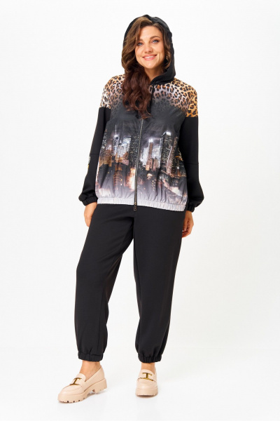 Брюки, куртка Solomeya Lux 946/449 черный+леопардовый_принт - фото 4