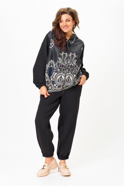 Брюки, куртка Solomeya Lux 946/449А черный_черный_с_вышивкой - фото 2