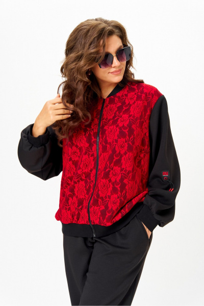 Бомбер, брюки Solomeya Lux 946/449В черный_с_красным - фото 6