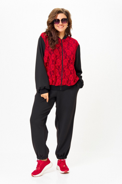 Бомбер, брюки Solomeya Lux 946/449В черный_с_красным - фото 1