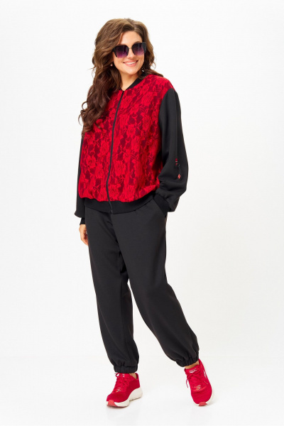 Бомбер, брюки Solomeya Lux 946/449В черный_с_красным - фото 2
