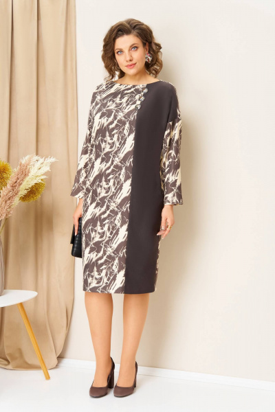 Платье VOLNA 1452 шоколадно-бежевый - фото 4