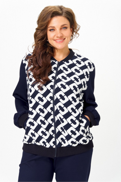 Бомбер, брюки Solomeya Lux 946/449С синий_с_белым_геометрия - фото 7