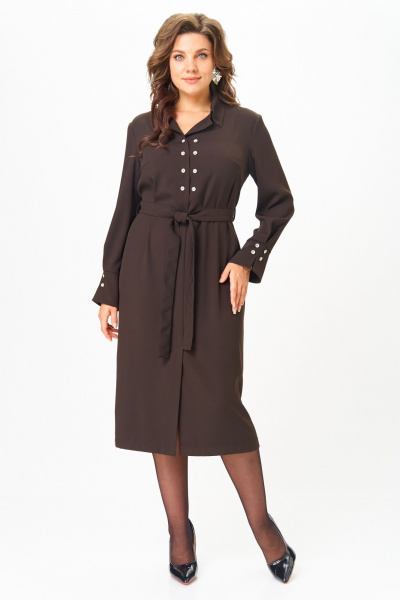 Платье ANASTASIA MAK 1296 коричневый - фото 7