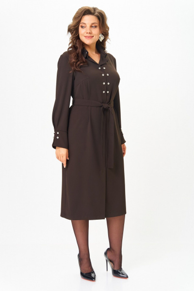 Платье ANASTASIA MAK 1296 коричневый - фото 1