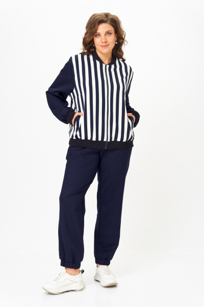 Бомбер, брюки Solomeya Lux 946/449D синий_с_белым_полоска - фото 7