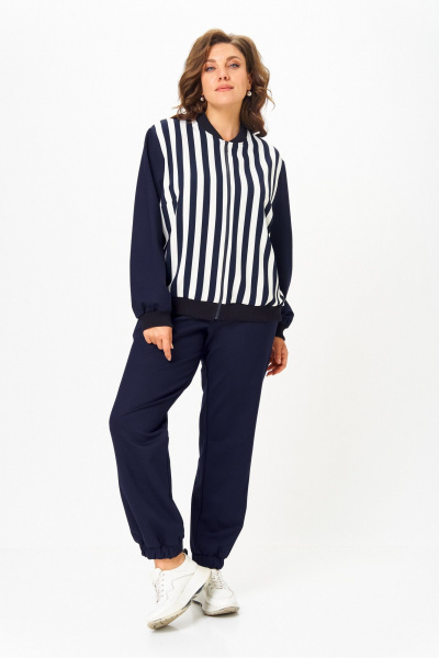 Бомбер, брюки Solomeya Lux 946/449D синий_с_белым_полоска - фото 6