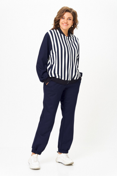 Бомбер, брюки Solomeya Lux 946/449D синий_с_белым_полоска - фото 4