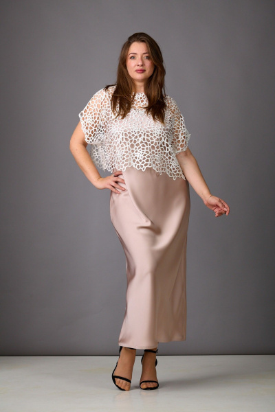 Накидка, платье Rosheli 1166 молочный/бежевый - фото 1