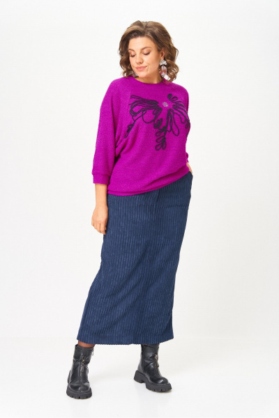 Джемпер, юбка Michel chic 1442 пурпурный, синий - фото 2