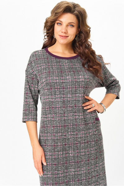 Платье Michel chic 2191 бордо, серый, клетка - фото 6