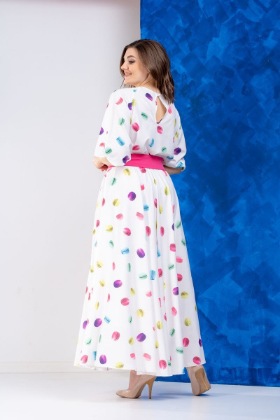Платье, пояс Anastasia 627 молочный+розовый_пояс - фото 6
