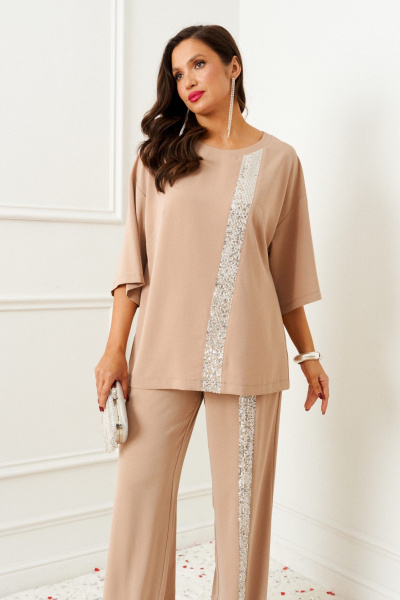 Блуза, брюки Beautiful&Free 6396 латте - фото 9