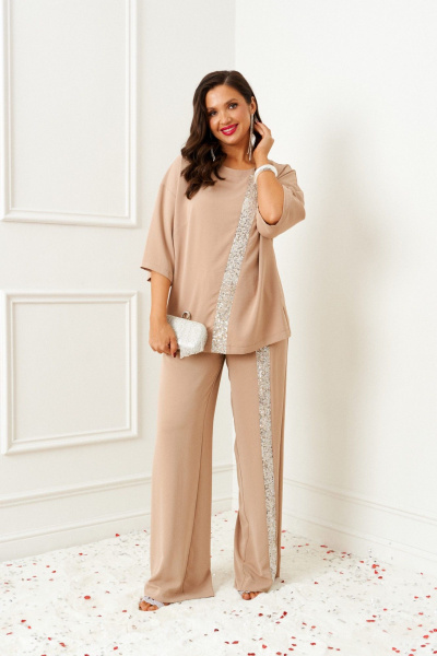Блуза, брюки Beautiful&Free 6396 латте - фото 7