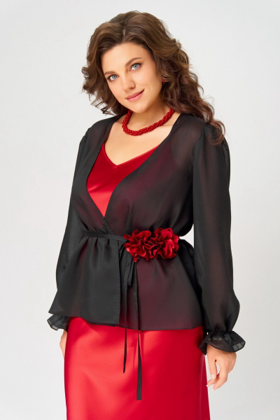 Накидка, платье, пояс, украшение Fita 3201 красно-черный - фото 4