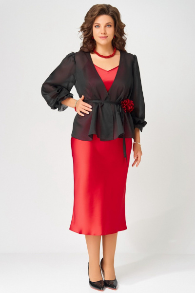 Накидка, платье, пояс, украшение Fita 3201 красно-черный - фото 3