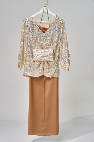 Блуза, брюки Fita 3212 золотисто-бежевый - фото 8