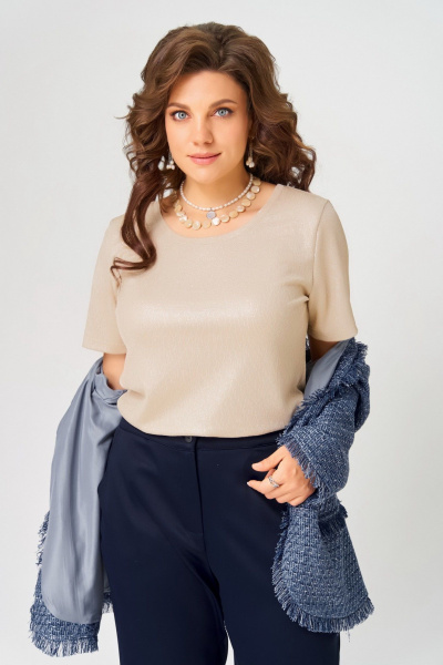 Брюки, жакет, топ Fita 4056 бежево-синий - фото 7