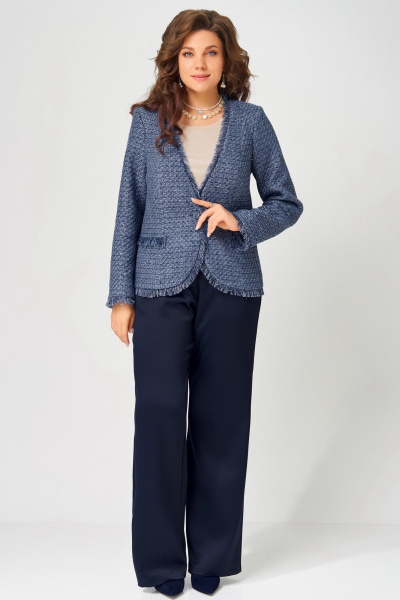 Брюки, жакет, топ Fita 4056 бежево-синий - фото 1