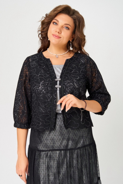 Болеро, топ, юбка Fita 4141 черно-серебристый - фото 4