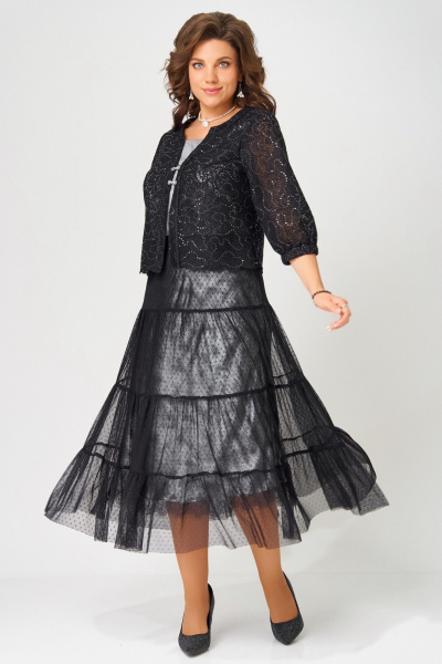 Болеро, топ, юбка Fita 4141 черно-серебристый - фото 3