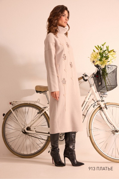 Платье NiV NiV fashion 913 светло-бежевый - фото 2