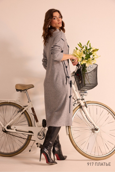 Платье NiV NiV fashion 917 серый - фото 4