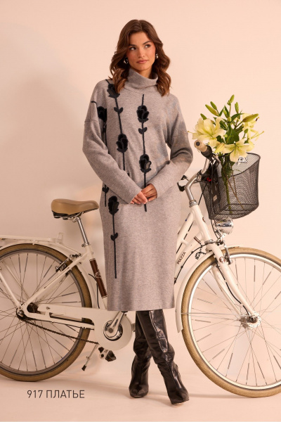 Платье NiV NiV fashion 917 серый - фото 2