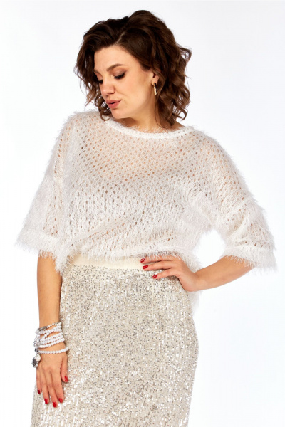 Блуза Ольга Стиль Л-417 молочный - фото 1