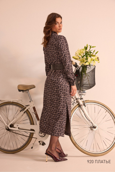 Платье NiV NiV fashion 920 серый-леопард - фото 5