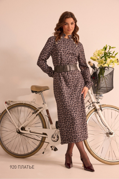 Платье NiV NiV fashion 920 серый-леопард - фото 2