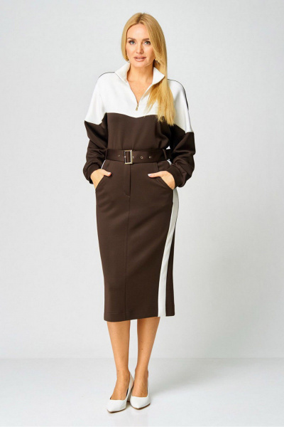 Джемпер, юбка Gamma Gracia 888 коричневый_белый - фото 1