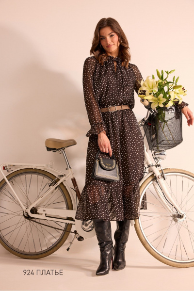 Платье NiV NiV fashion 924 чёрный_в_белый_горошек - фото 1