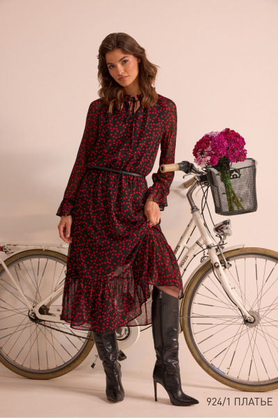 Платье NiV NiV fashion 924/1 чёрный_в_красный_горошек - фото 3