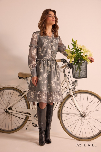 Платье NiV NiV fashion 926 серый - фото 2