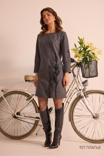 Платье NiV NiV fashion 927 серый - фото 2