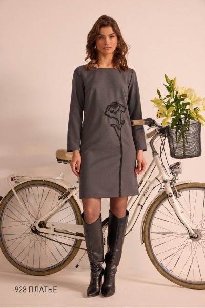 Платье NiV NiV fashion 928 серый - фото 1