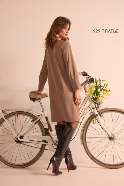 Платье NiV NiV fashion 929 коричнево-бежевый - фото 4