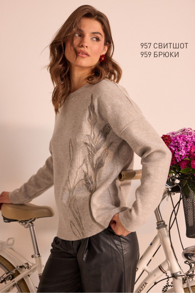 Свитшот NiV NiV fashion 957 бежевый-меланж - фото 1